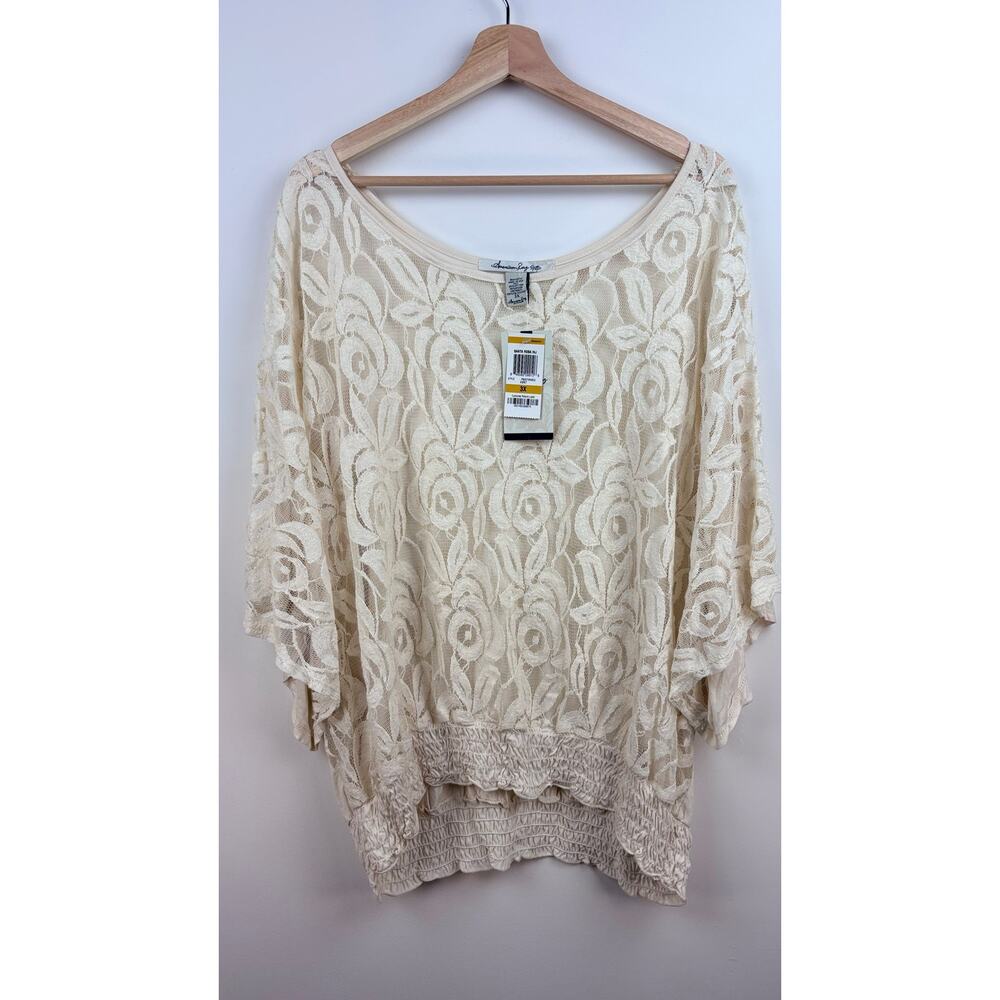 🤍 American Rag Floral Lace Dolman Top | Size 3X | Cream